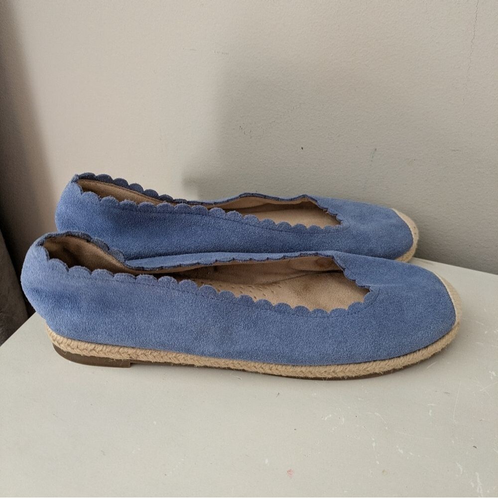 Isaac Mizrahi Blue Leather Suede Espadrilles Size 7